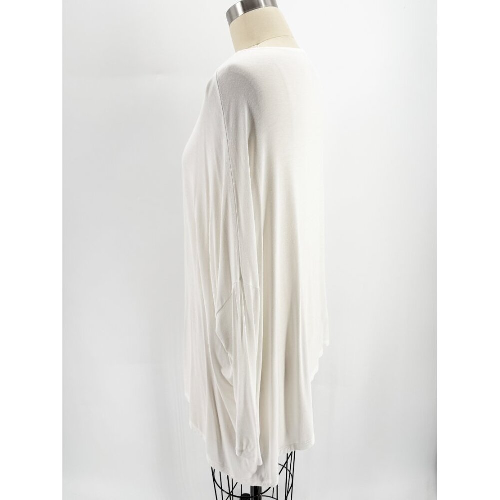 MAJESTIC FILATURES ASYMMETRICAL HEMLINE LONG SLEEVE TEE 3/M white - Picture 4 of 7